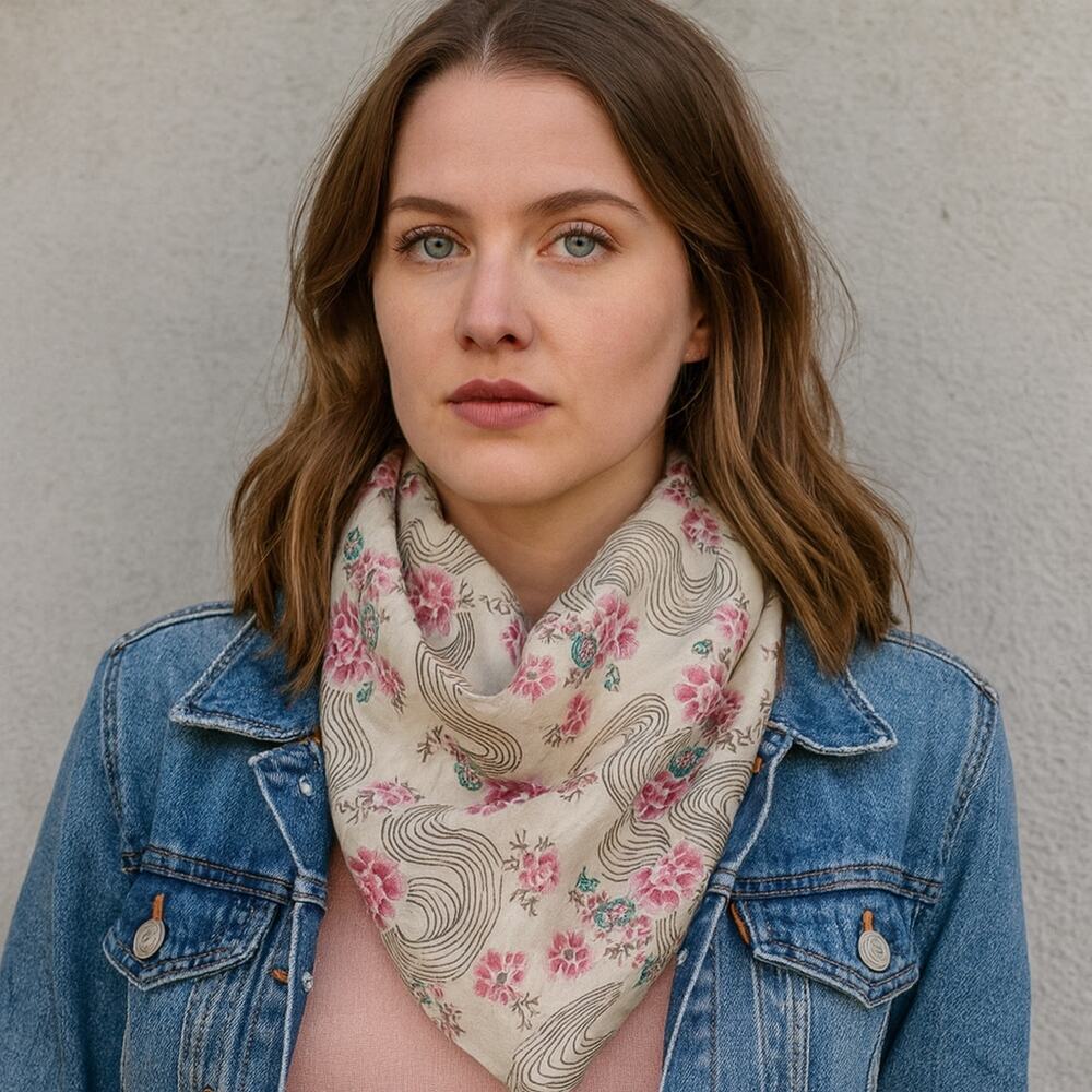1960s Vintage Floral Symphony Scarf Cottagecore